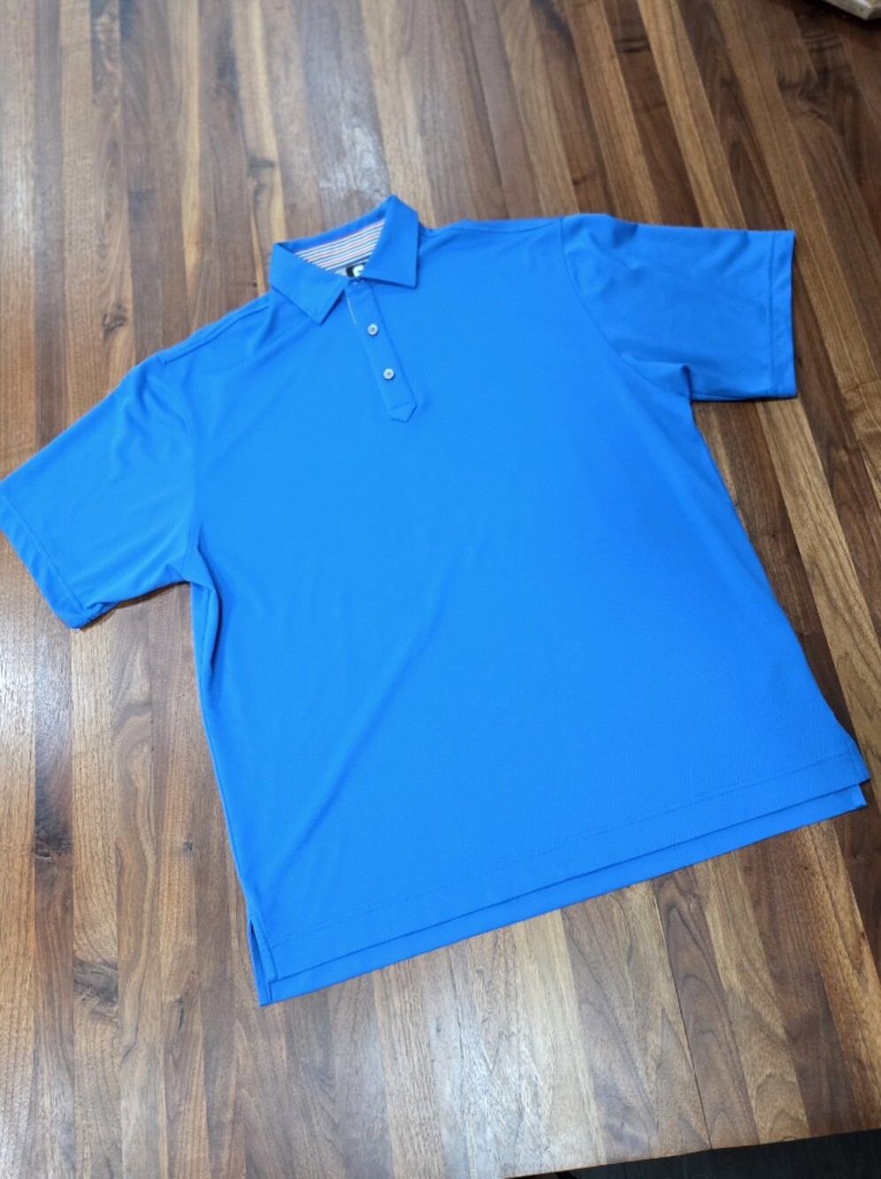 Footjoy Men's Lisle Golf Polo Shirt - Bright Blue Size Large